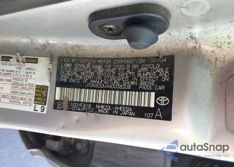 2004 Toyota Prius из США, поврежденный, VIN JTDKB20U440038208